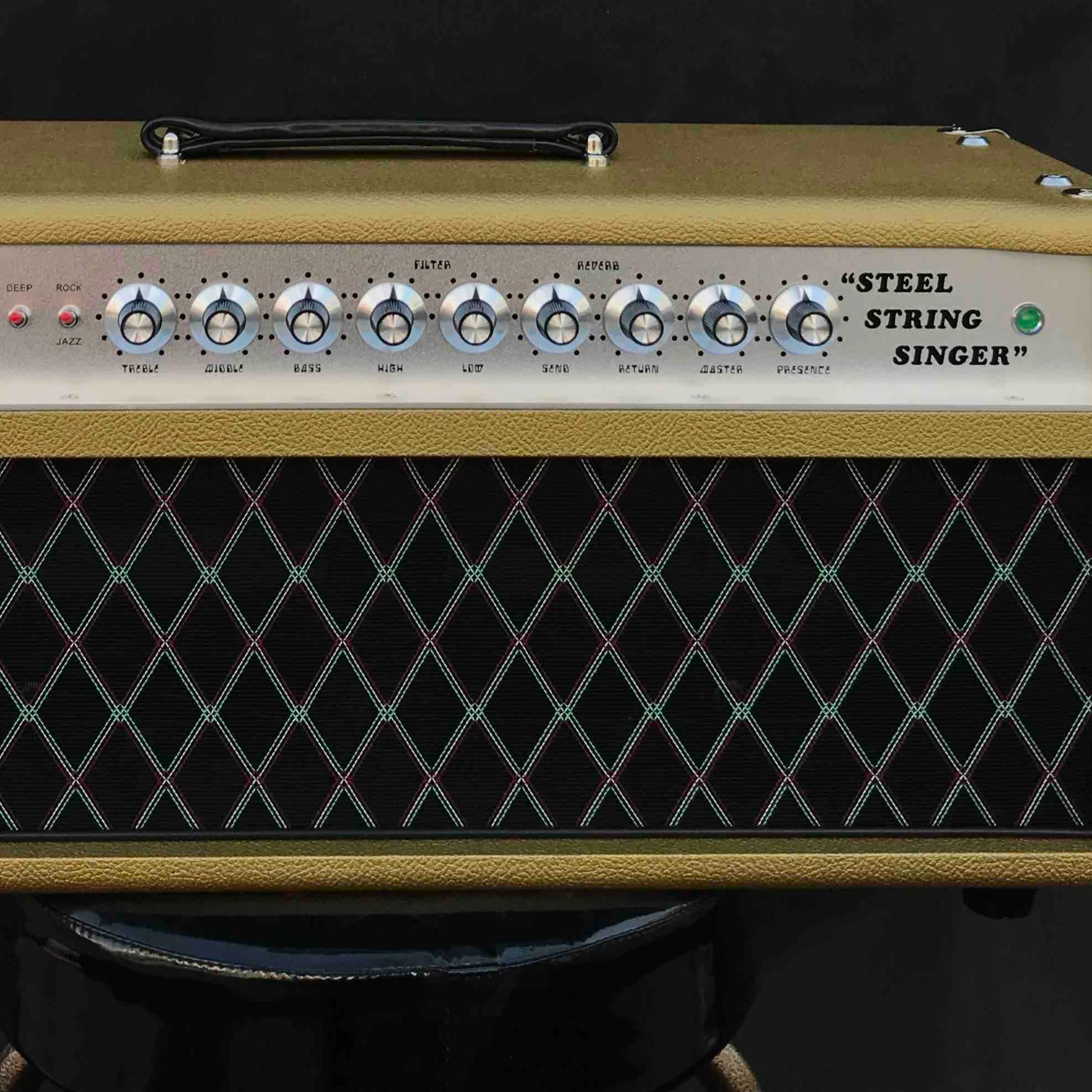 Grand SSS100 Deluxe Steel String Singer Overdrive Tone Valve Amplifier in Gold 5A Top Cabinet