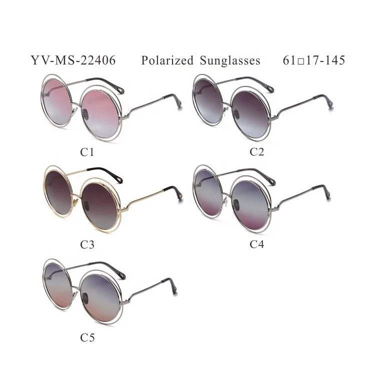 Fashion Vintage Oversized Round Rose Colored Frame Sunglasses Stylish For Womens Metal Sunglasses Shades Sun glasses