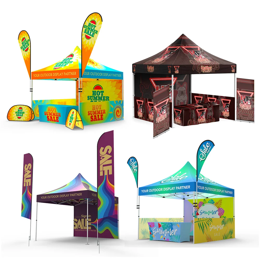 Custom 10X10 Pop up Tent Manufacturer Steel Branded Exhibition Booth Hex Frame Aluminum Exhibition Tent Outdoor With Logo