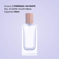 30ml 35ml 50ml 100ml Spray Simple Glass Empty  Refillable Square Perfume Bottle With Wooden Cap