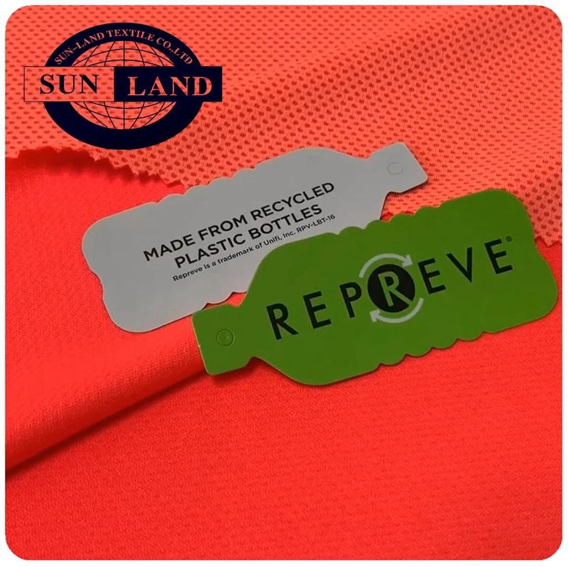 eco friendly product clothing 45% repreve recycled polyester 55% cation polyester two-color knitted honeycomb sports mesh fabric
