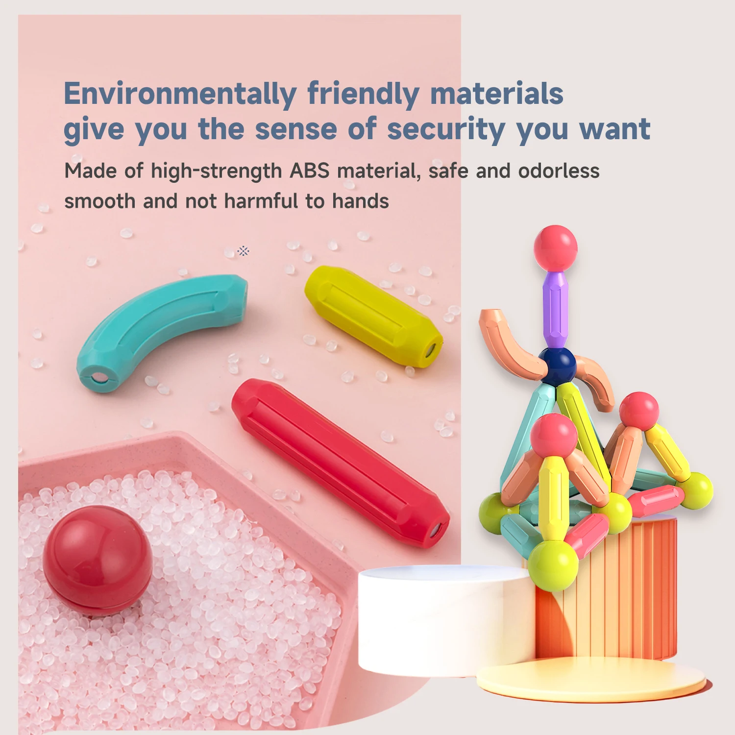 KSF Educational Magnetic Balls & Rods Diy Magnetic Toys Building Blocks Plastic Assembly To Children Toy