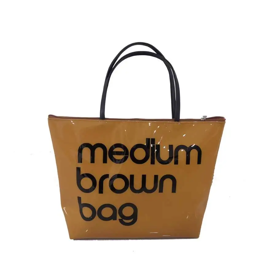 
new product medium neon bag clear pvc medium brown bag shopping handbags vinyl plastic bag 