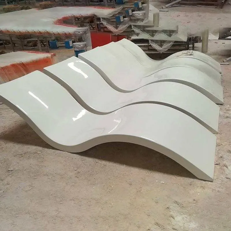 luxury simple hotel beach in water pool side swimming pool chaise lounge chair set white fiberglass sun loungers