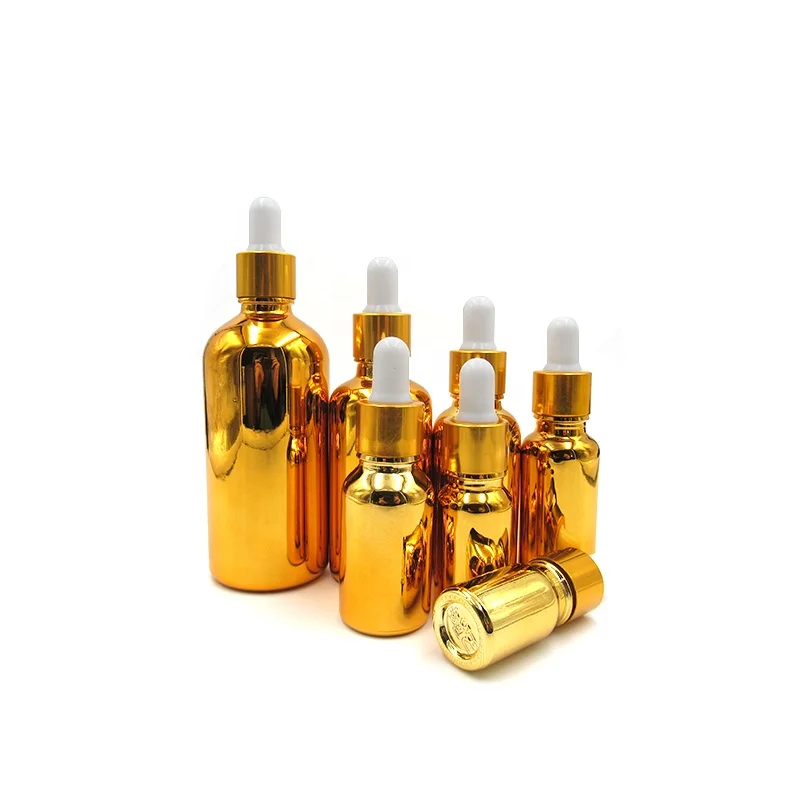 5ml 10ml 15ml 20ml 30ml 50ml 100ml shiny silver plated gold perfume essential oil glass dropper bottle with rubber head