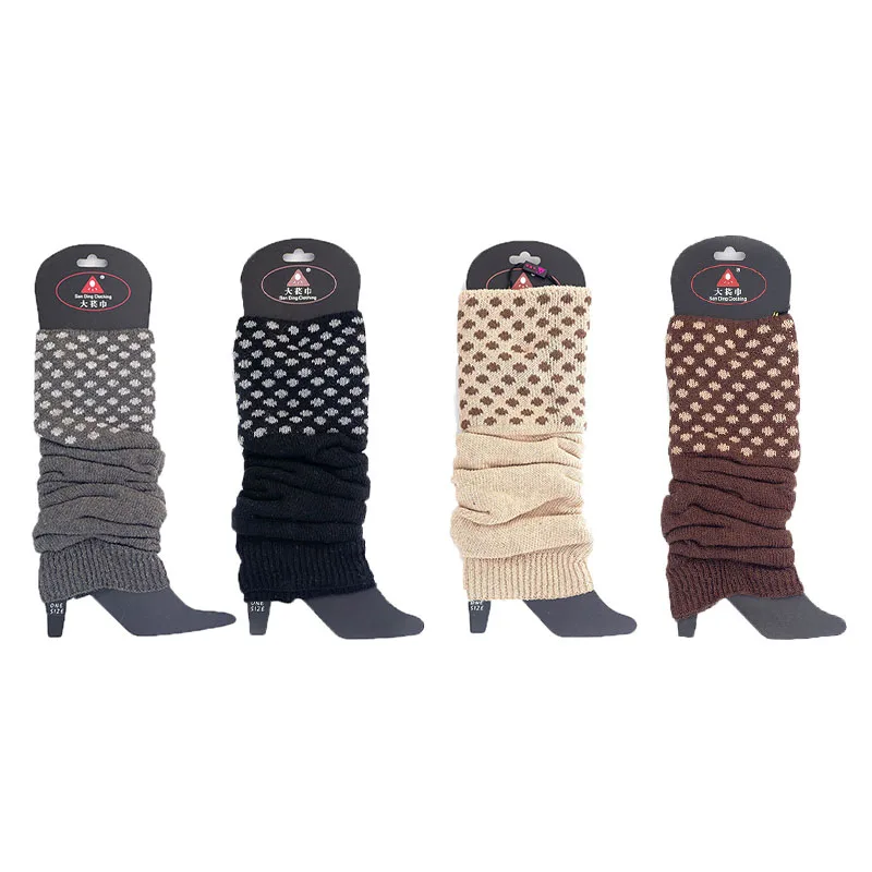 Открытые вязаные винтажные гетры в горошек, оригинальные вязаные теплые зимние женские гетры, модные длинные