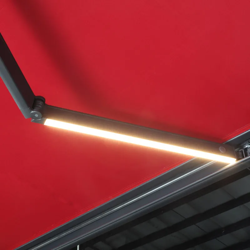 Electric Remote Control Retractable Awning With LED Lighting Acrylic Fabric Outdoor Retractable Awnings For Balcony