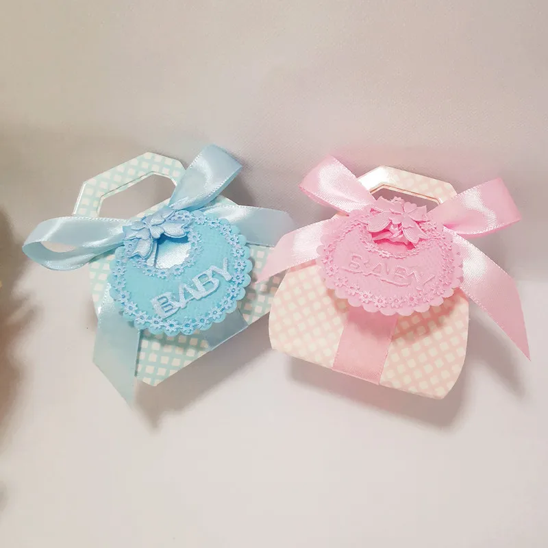 High Quality European Design Baby Bib Candy Small Paper Box With Handles For Kids Birthday Party Decorations Supplies
