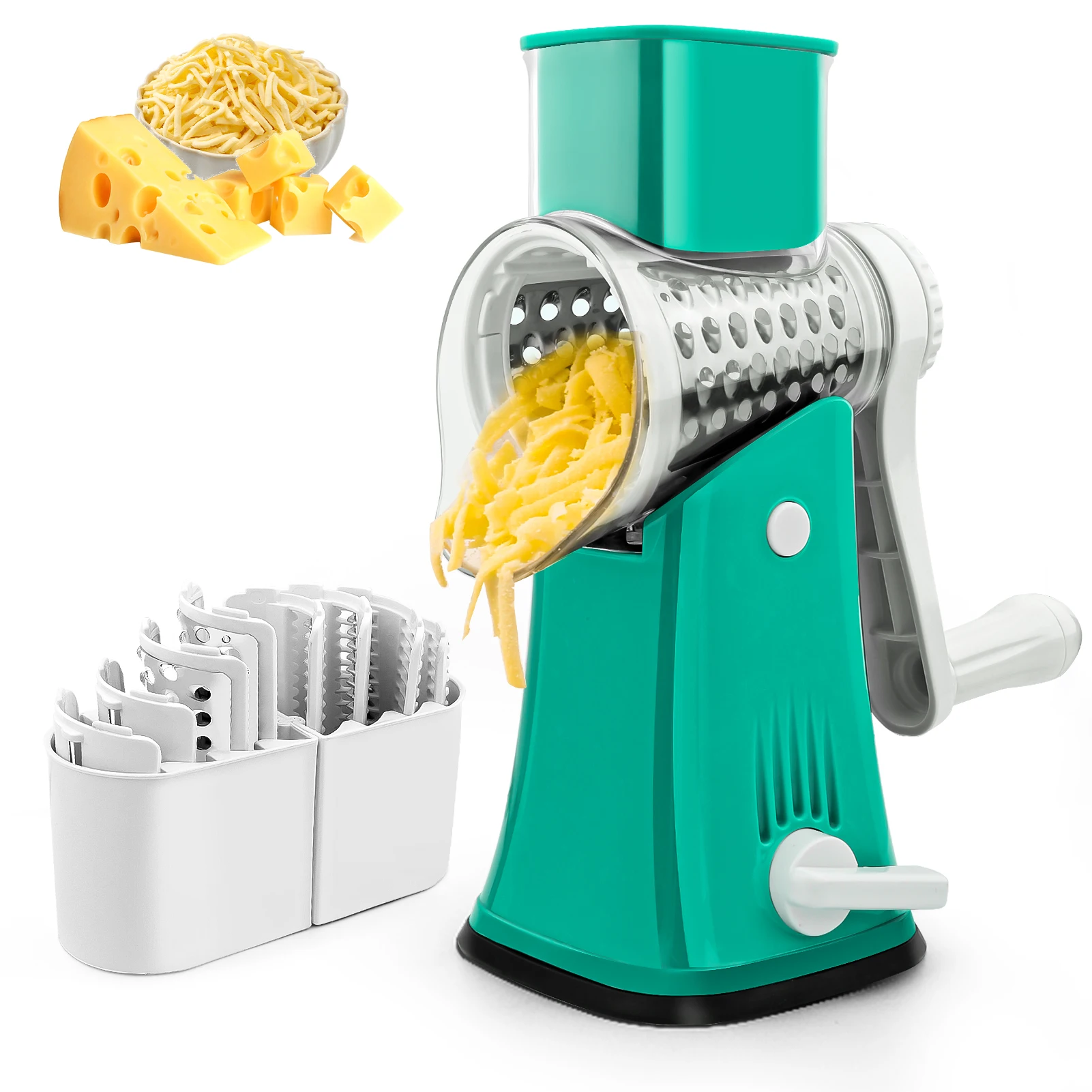 2024 New Rotary Graters 5 In 1 Cheese Grater Cheese Grater With Container And Lid Slicer For Kitchen Slicer Vegetable Cutter