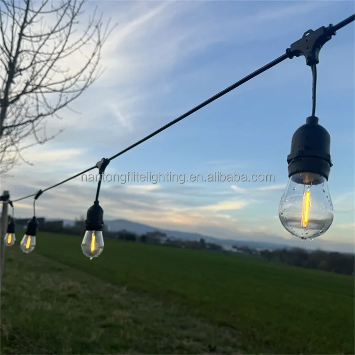 Customized Led S14 15 Socket Hanging Garland Festoon Cafe Patio Wedding Lights Lighting Weatherproof String Garden Light