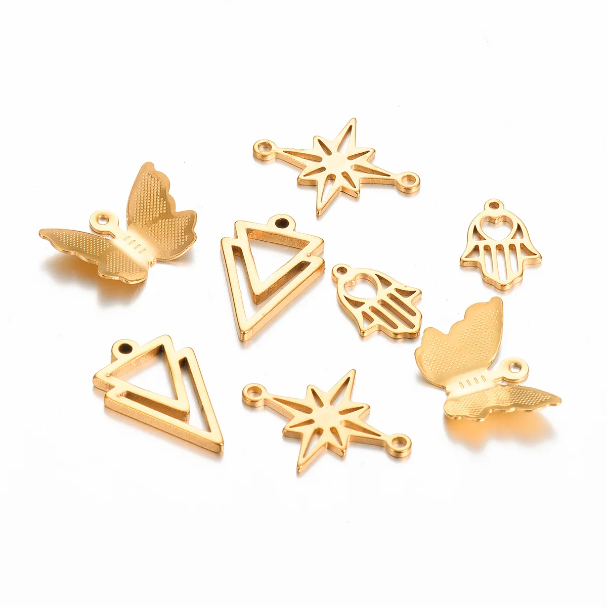 Chic 18K Gold Plated Stainless Steel Butterflies Geometry Star Pendant Connector for DIY Necklace Earrings Bracelet Jewelry