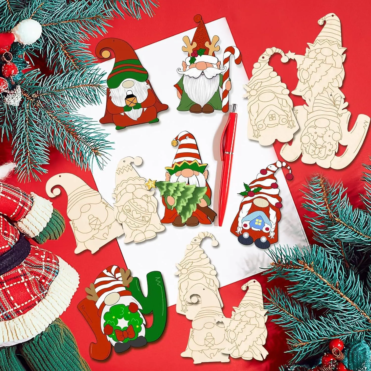 Wholesale Wooden Christmas Ornaments Unfinished Wooden Elves for DIY Craft and Home Decor Dropshipping