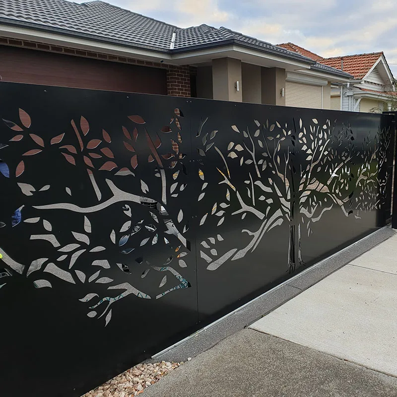 Aluminum powder coating decorative laser cut panels laser cut screengrille modern aluminum  privacy fence louver stairs fence