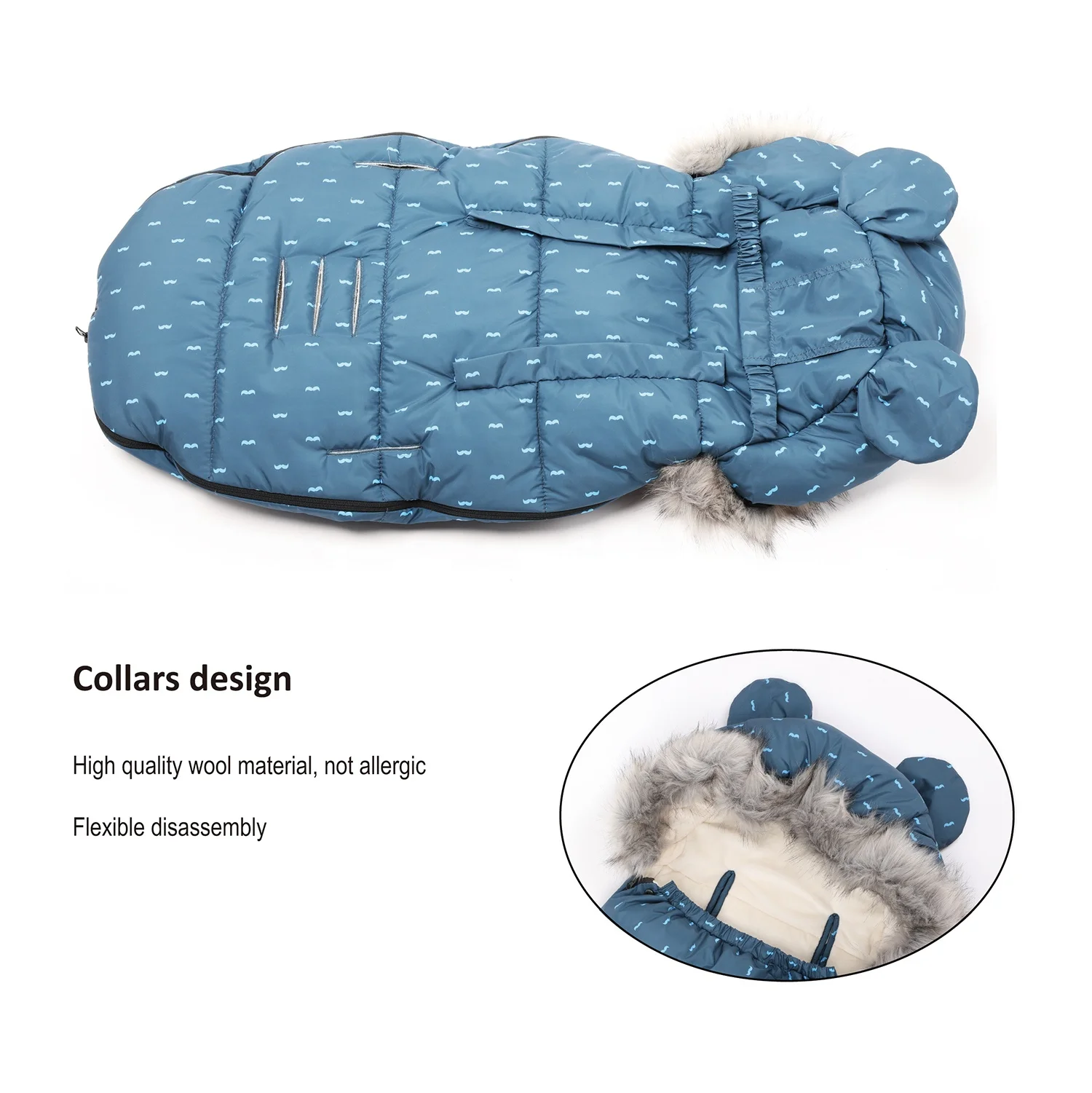 Customized Outdoor Envelope Organic Down Cotton Breathable Newborn Baby Winter Warm Stroller Sleeping Bags for Camping Travel