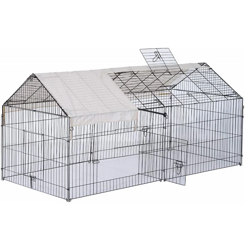 180*75cm Portable Rabbit Guinea Pig Cage / Galvanized Steel Pet Folding Cage Crates