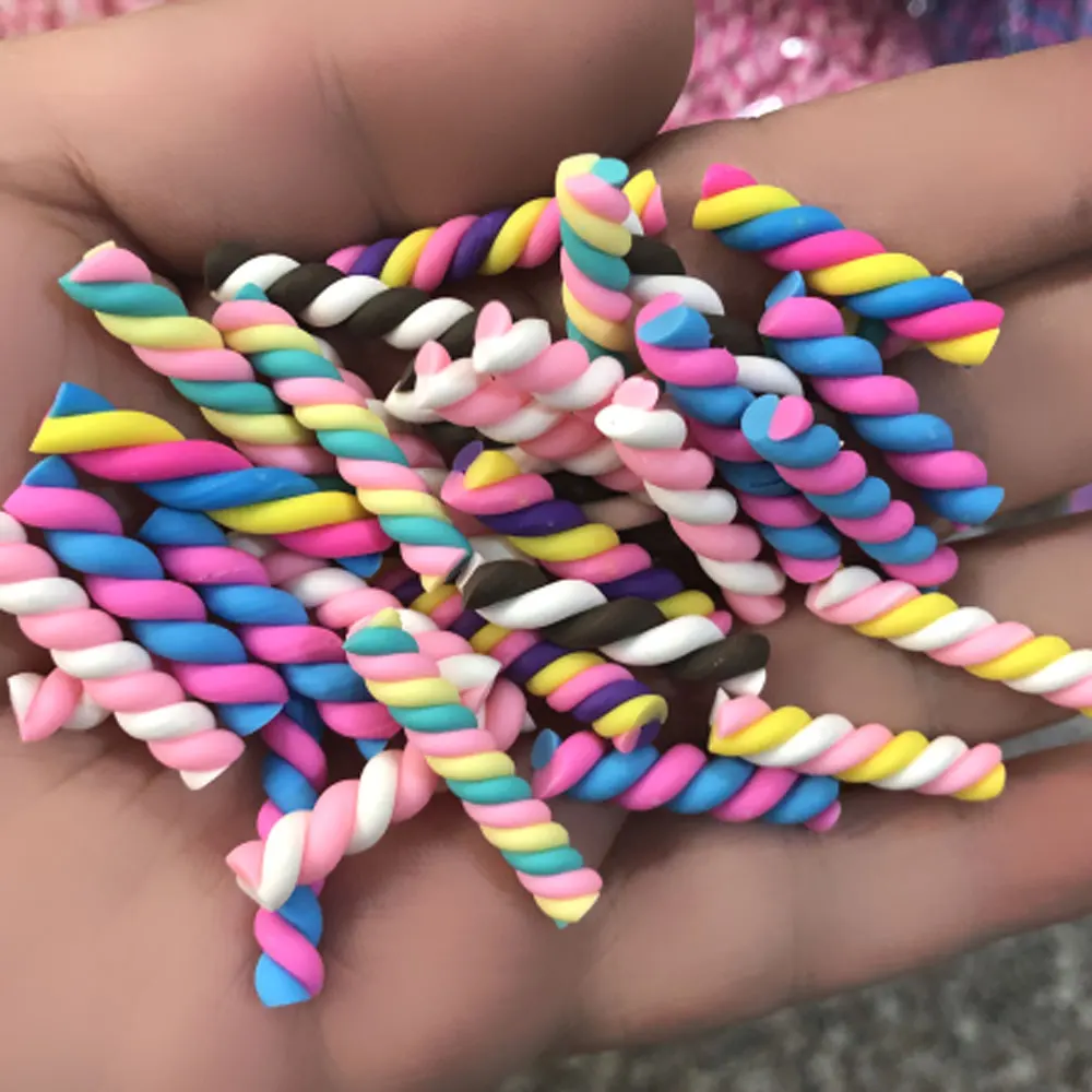 
Kawaii Polymer Clay Spiral Candy Cane Colors Spiral Lollipop Candy DIY Decoration Scrapbooking DIY 