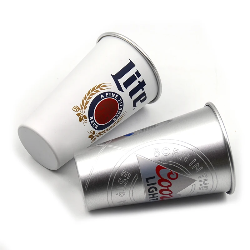 Beer Drinking Cups Mug BPA Free Unbreakable Insulated Reusable Custom Logo Colorful Aluminum Coffee Cup Metal CLASSIC Party