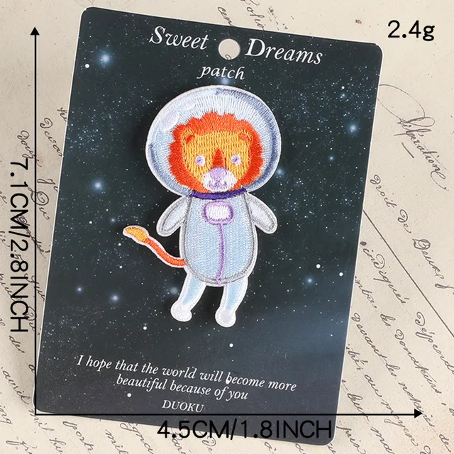 Computer embroidery label cartoon animal flight space embroidery sticker badge clothing accessories patch self-adhesive cloth st