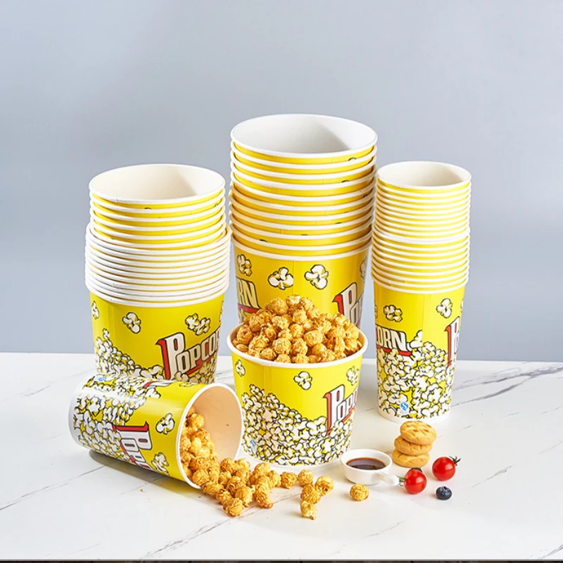 Disposable 30oz 46oz Reusable Cardboard paper  Printed Movie Night popcorn cups party