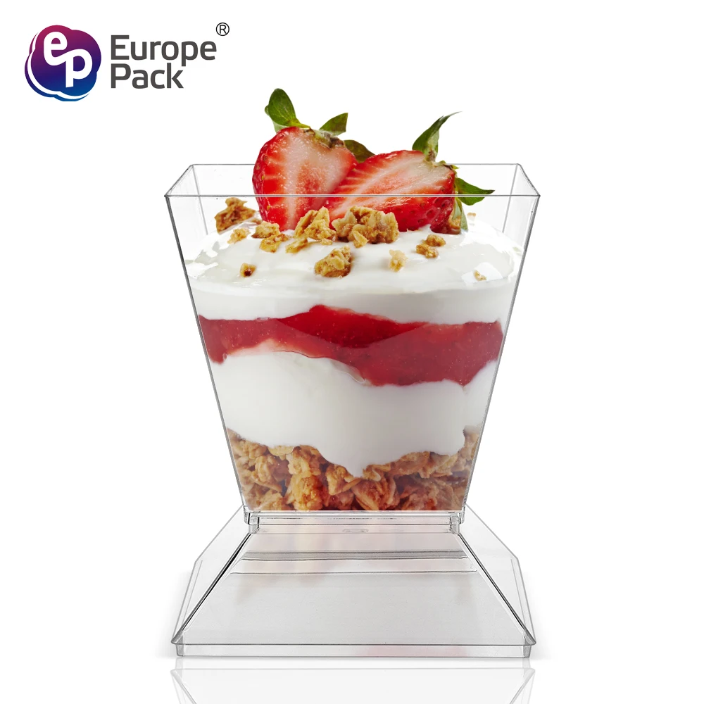 Cold Dessert Cup with Lid Cutlery Set Plastic 8oz Spill Proof Clear Customize OEM Packaging Container Vodka Accessory Style Food