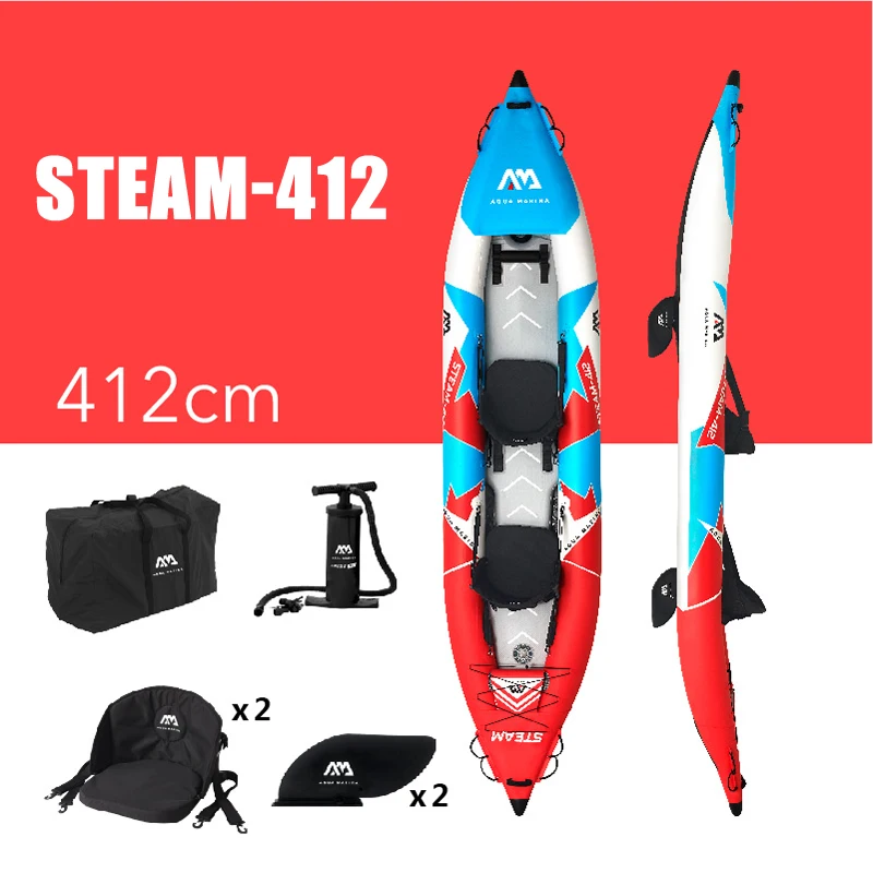inflatable kayak 2 side air chamber 1 separate inflatable drop stitch air deck 2 seat with foot rest with 2 kayak fins 2 person