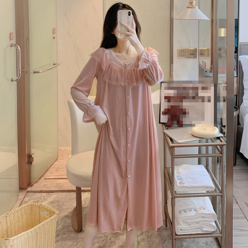 Оптовая продажа женская ночная рубашка с длинным рукавом одежда для сна длинная мягкая отдыха