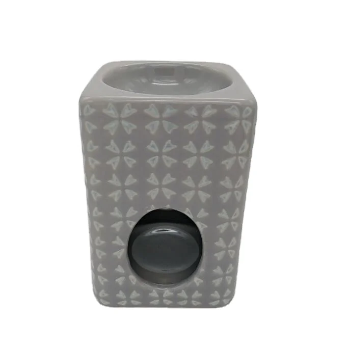 Modern design reactive oil burner with stamp, home hotel decoration square ceramic incense burner