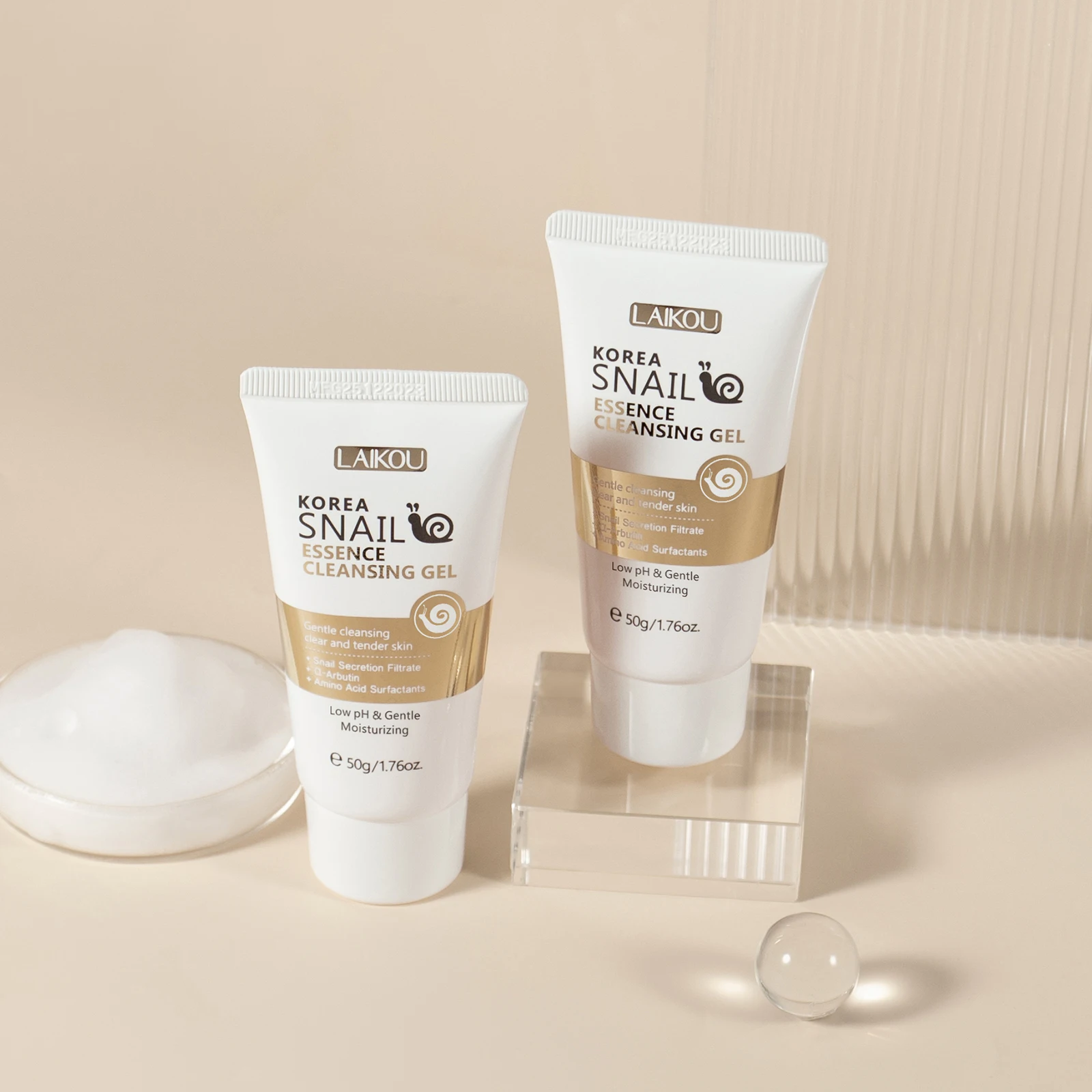 Private Label Female Beauty Product Snail Mucin Facial Cleanser Gel Deep Cleansing Foam Korean Skin Care Products