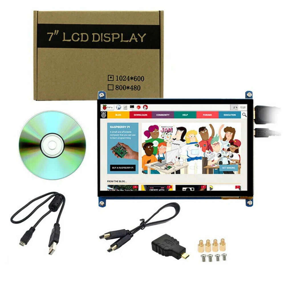 7 Inch 1024*600 IPS TFT LCD P+G USB Capacitive Touchscreen Raspberry Pi 3 4 Touch Display module