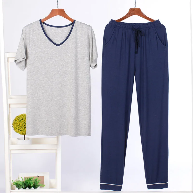 Hot selling short sleeve modal  homewear mens Knitting  pajamas set sportswear