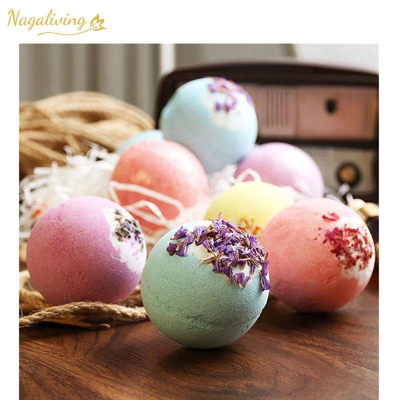 Private Label Skin Whitening Petal Bath Fizzer Ball vegan Organic Lavender Roses Essential Oil Dried Flower Bath Bombs Set