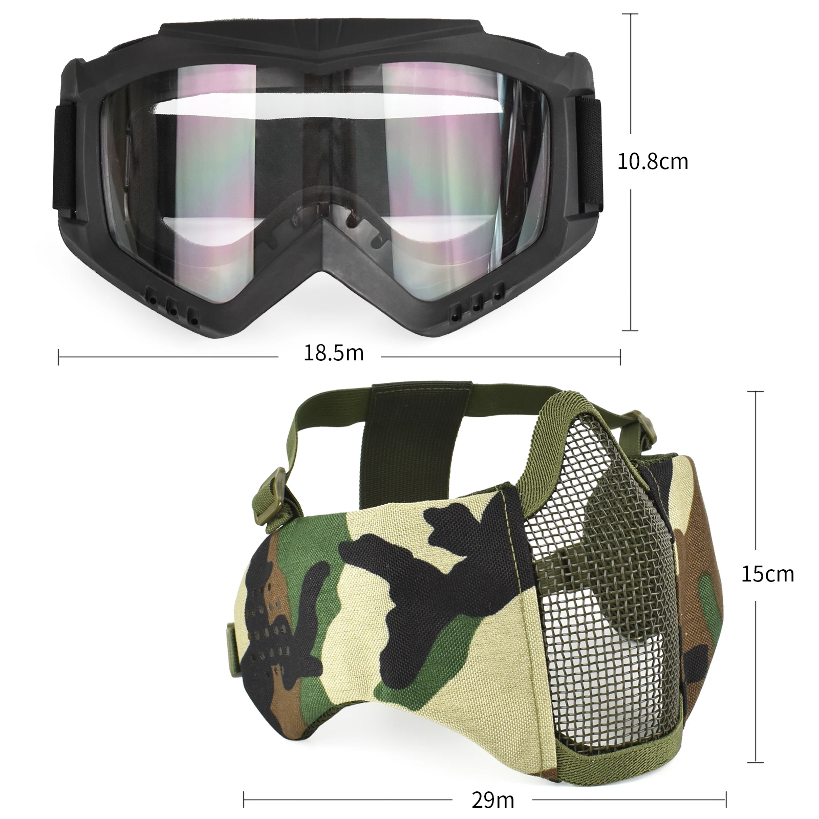 ZLang Ski airsoft paintball face protection set multipurpose outdoor goggles goggles Ear Protection Wire half facemask