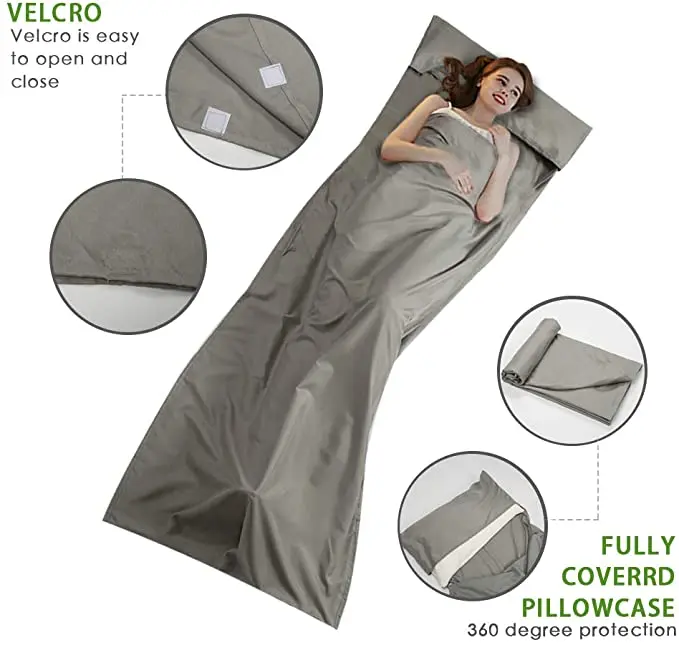 Sleeping Bag Liner Wide Cotton Camping and Travel Sheet Lightweight Warm Weather Roomy Compact Sleep Bag and Sack for Camping