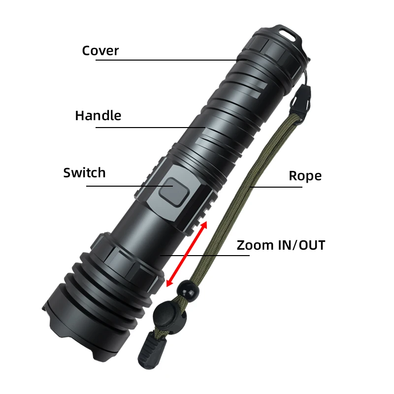 1200LM Bright Aluminum Led Rechargeable Handheld 18650 Battery Led Flashlight