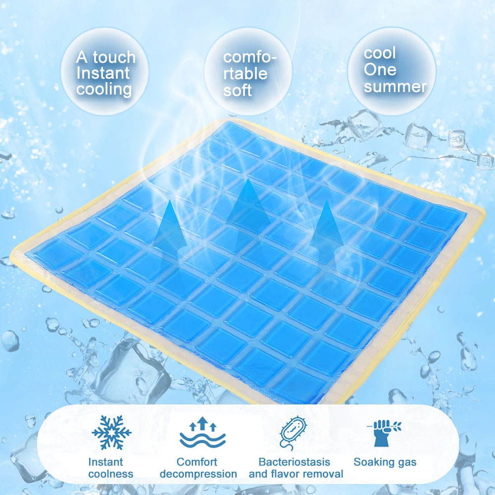 Hot Selling Summer High Quality Blue Gel Pad Wheelchair Car Cooling Gel Seat Cushion with No-slip Cover