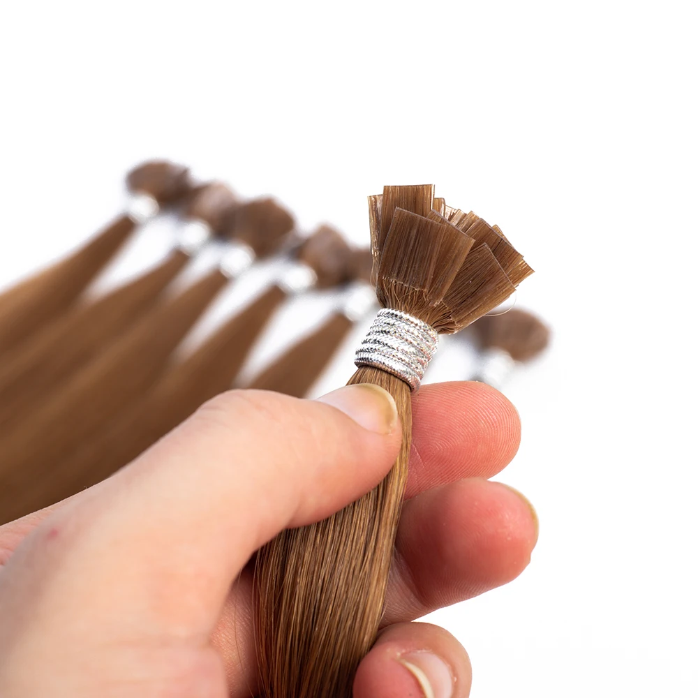 
Naturehere Top Grade Hair Russian Double Drawn Bone Straight Remy Human Hair Flat-tip Extensions 6# 