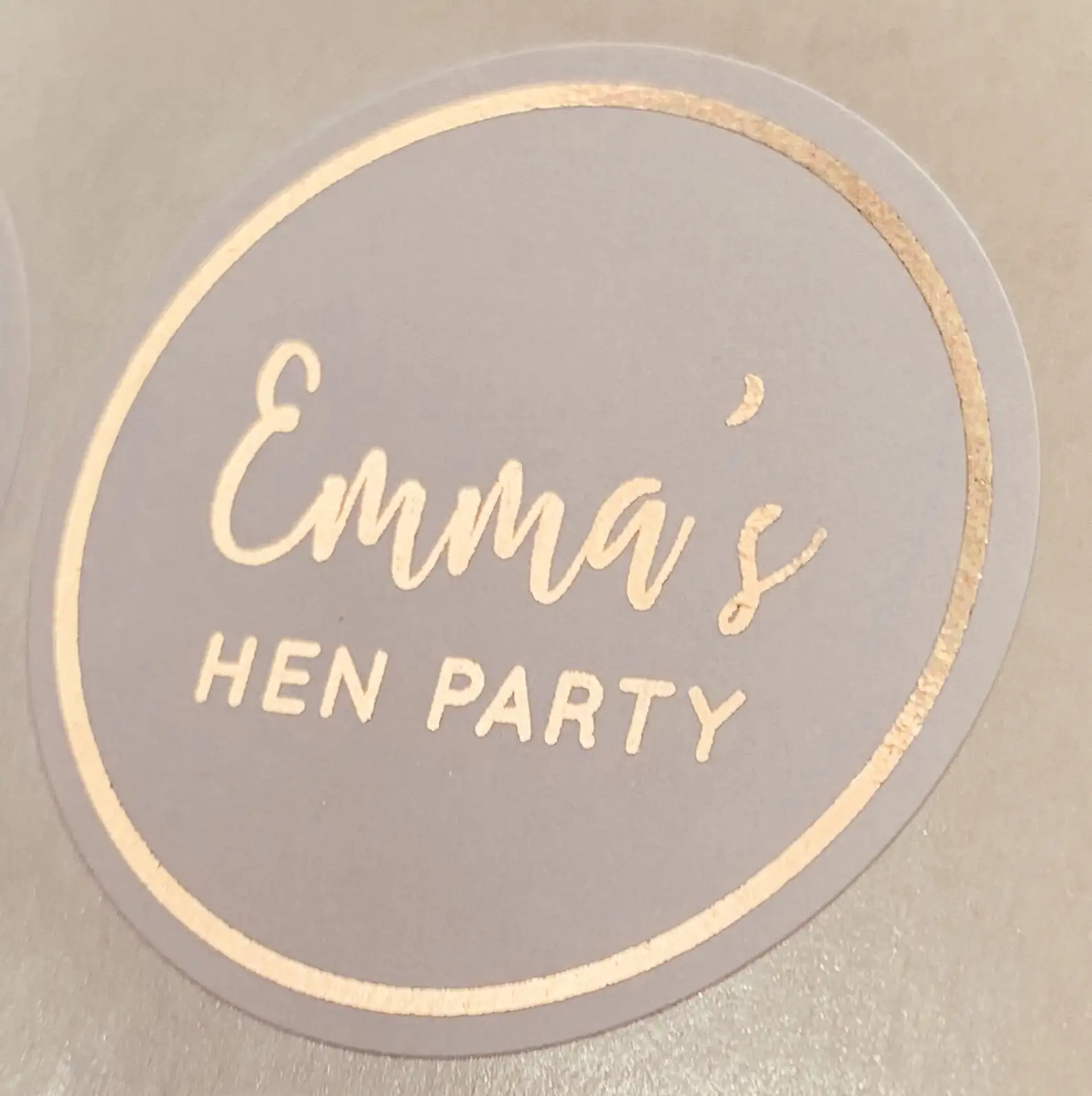 Custom made Brand Foil Stickers Clear and White Copper Rose gold foiled stickers