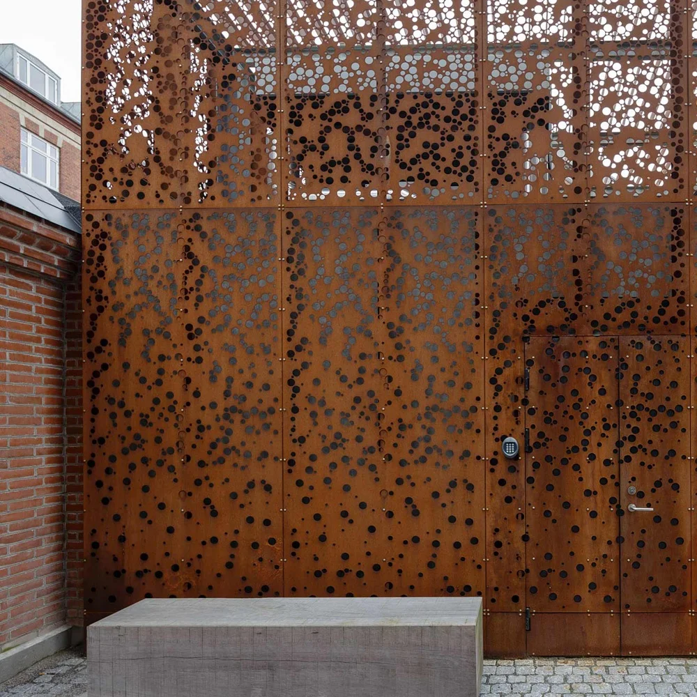 Laser cut corten steel perforated curtain wall cladding natural rust decorative cladding panels for hotels projects