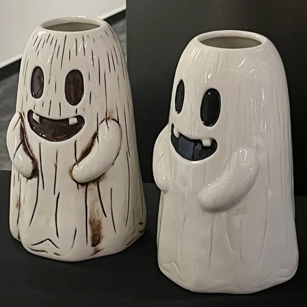 Custom wholesale barware Halloween holiday present gift porcelain 3d glass tiki mugs cocktail cup cute ceramic ghost tiki mug