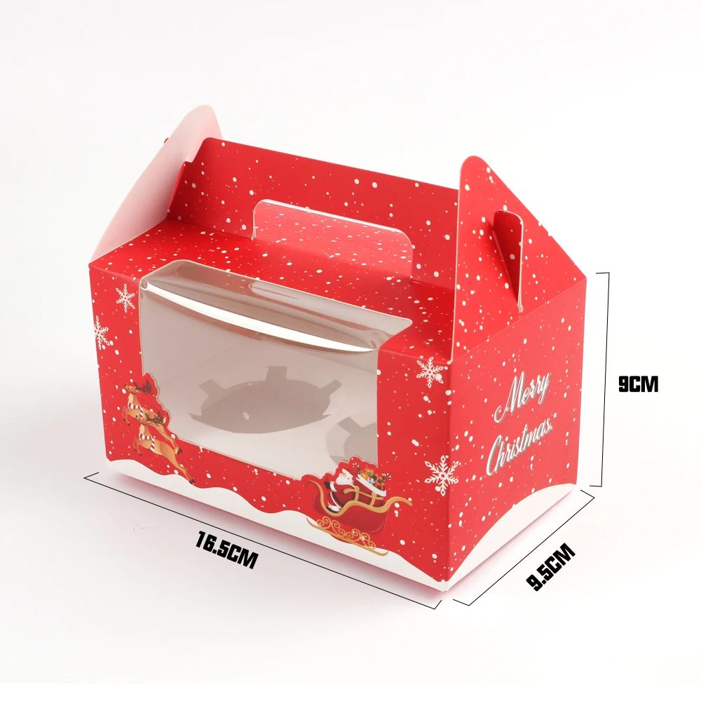Ready Stock Merry Christmas Cupcake Cookie Macaron Bakery Cake Christmas Gift Box Packaging Boxes ZWith Insert