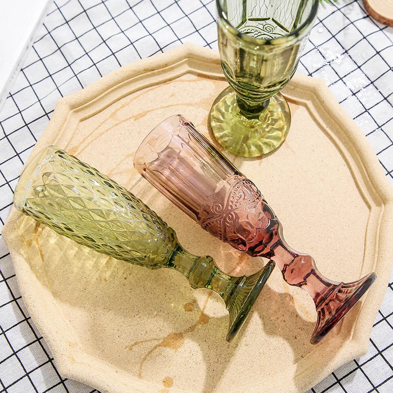 150ml Colorful Cocktail Juice Glass Wedding Party Glass Grape Goblets With Vintage Blue Goblet Wine Glass