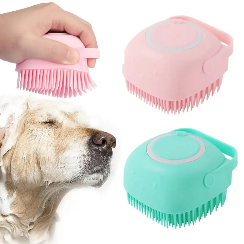 Soft Silicone Pet Grooming Brush Dog Bath Brush Scrubber Bath Shampoo Massage Dispenser Shower Brush