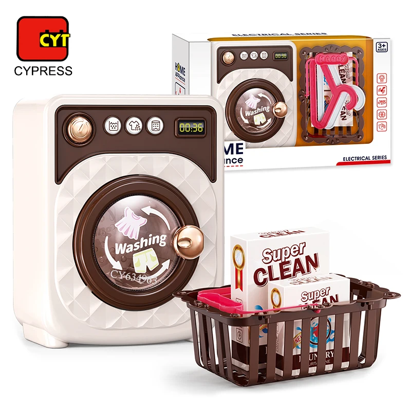 Wholesale Drum Washing Machine Toy Pretend Play Household Appliance Toys Electronic Washer Play Set For Children