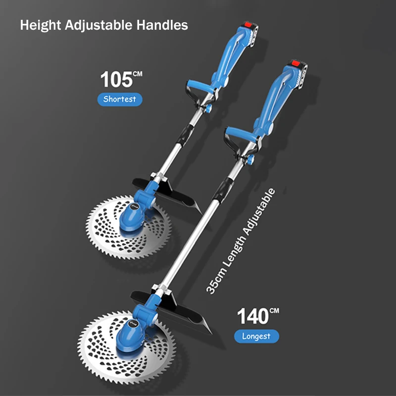 Adjustable Length Cordless Electric Grass Trimmer Garden Mowing Machine Portable Lawn Mower Grass Cutter Tools With Wheels