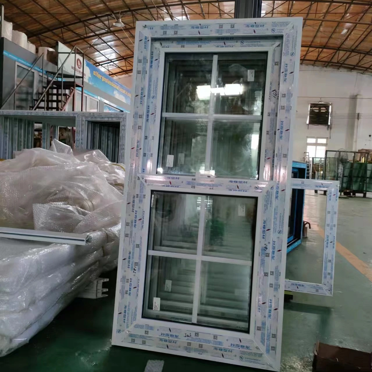 Best price UPVC vertical sliding windows with double glass for house ues manufacturer