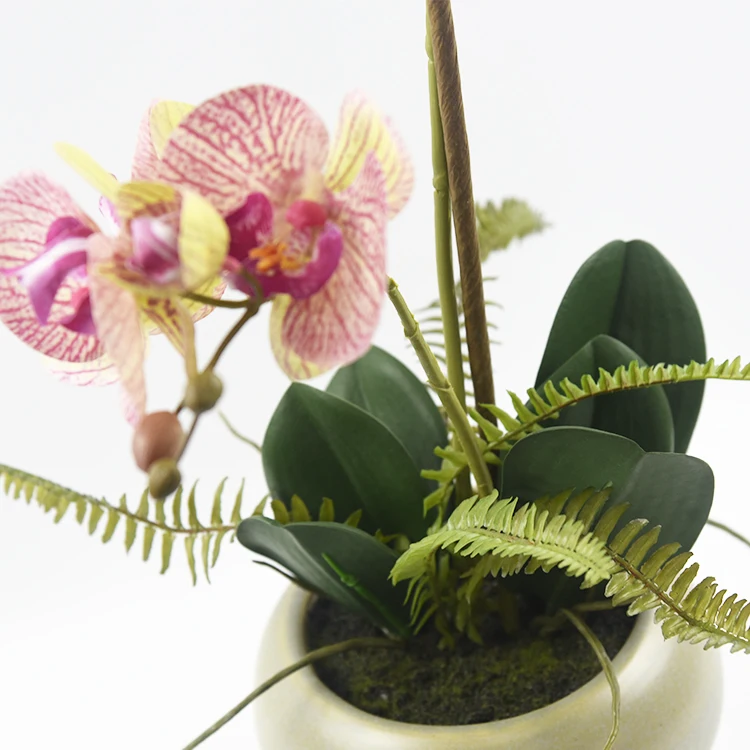 Hot sale home decor phalaenopsis artificial pink orchid flower bonsai