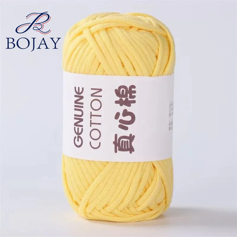 Bojay  50g Ball 68% Cotton 32% Nylon Hand Woven DIY Yarn Hollow Tube Braid Chunky Crochet Yarn