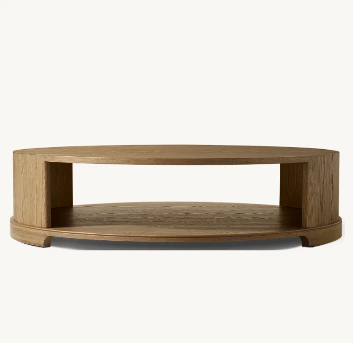 High Quality Solid Oak Wood Round Coffee Table For Living Room