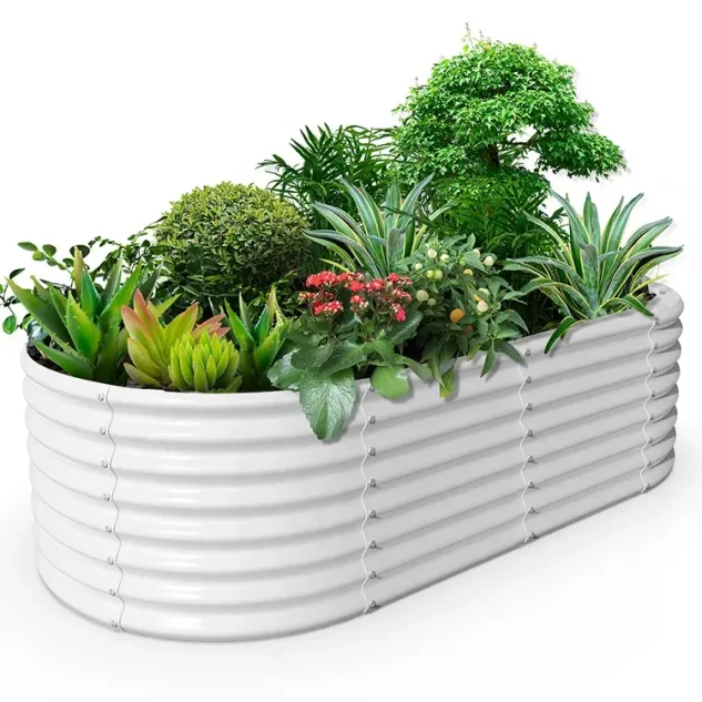 outdoor planter green bed Round planter Galvernized Steel pot flower planting pot