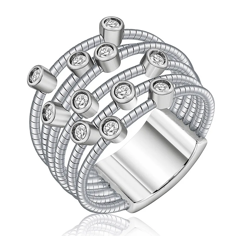 hot western jewelry sterling 925 silver 5a 8a cubic zirconia ring women trend tubogas jewellery 18k gold plated italy rope rings